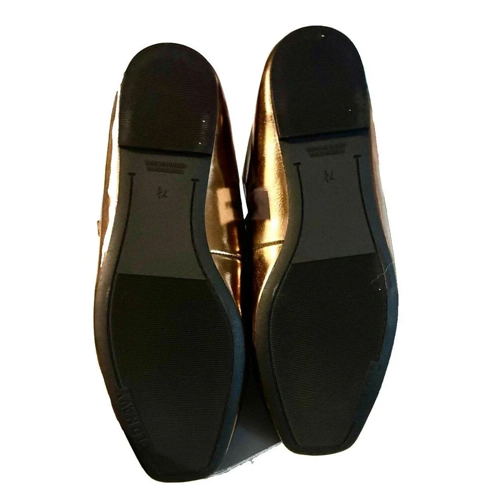 NWT Old Navy Double Strap Faux Leather Metallic Bronze Mary Jane Flats Size 7.5